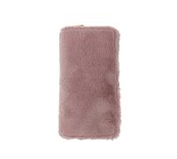 HJUGHPN Carteras largas de cuero para mujer, carteras de invierno de felpa con cremallera, para teléfono celular, tarjetas de dinero, bolsos de mano femeninos de gran capacidad (rosa)