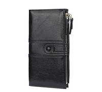 HJUGHPN Carteras largas de cuero para mujer, tarjetero, clásico, femenino, con cremallera (Schwarz)