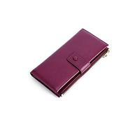 HJUGHPN Carteras largas para mujer, de piel auténtica, con cremallera, de piel de vacuno (rojo)