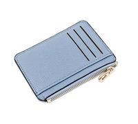 HJUGHPN Carteras para mujer, 1 unidad, mini tarjetero, delgado, de piel sintética, unisex, con cremallera, para tarjetas de visita, para hombres, mini tarjetas de crédito (azul)