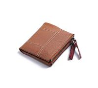 HJUGHPN Carteras para mujer, billeteras cortas con cremallera, de piel auténtica, monederos y carteras para monedas (marrón)