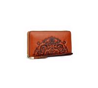 HJUGHPN Carteras para mujer, de gran capacidad, con estampado de flores, vintage, con cremallera, tarjetas multitarjetas, billetera (naranja)