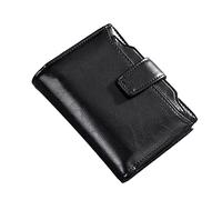 HJUGHPN Carteras para mujer de piel auténtica, retro, encerada al aceite, piel de vaca, a la moda, para niñas, cartera corta con cremallera, lindo monedero pequeño para mujer (Schwarz)