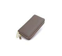 HJUGHPN Carteras para mujer, de piel de vaca, estilo largo, unisex, gran capacidad, clip para dinero (marrón)