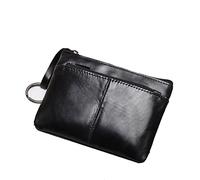 HJUGHPN Carteras para mujer, mini monedero para hombre, cartera para mujer, de piel auténtica, con cremallera, vintage, corta, pequeña, delgada, femenina, billetera masculina delgada (Schwarz)