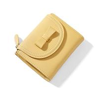HJUGHPN Carteras para mujer, pequeña cartera plegable para mujer, de piel sintética suave, con lazo, monedero corto, monedero femenino (amarillo)