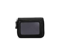HJUGHPN Carteras para mujer, tarjetero, piel de vaca, tarjetero, para evitar tarjetas de crédito, doble cremallera (Schwarz)