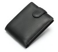 HJUGHPN Carteras para mujer y hombre, color negro, de piel auténtica, cartera corta de piel de vacuno suave, billetera para dinero en efectivo, monedero para tarjetas