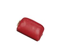 HJUGHPN Carteras unisex de piel auténtica con 3 cremalleras para mujer, bolso de mano de piel de vacuno, monedero simple, monedero de moda con llavero, Red, Talla única