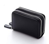 HJUGHPN Carteras unisex de piel auténtica para mujer, con tarjetero y doble cremallera (Schwarz)