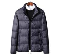 HJUGHPN Chaqueta acolchada de invierno para hombre, chaqueta de plumón acolchada para hombre, chaqueta de plumón suave, abrigo casual básico de invierno (azul marino, 3XL)