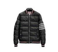 HJUGHPN Chaqueta acolchada de invierno para hombre, diseño clásico de rayas grises, parka para hombre, casual, negocios, chaqueta acolchada de algodón (M)