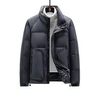 HJUGHPN Chaqueta acolchada para hombre, chaqueta de plumón acolchada cálida para hombre, chaqueta de plumón casual para hombre, color sólido, cortavientos con cuello alto, rompevientos para hombre