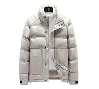 HJUGHPN Chaqueta acolchada para hombre, chaqueta de plumón blanca para hombre, chaqueta cortavientos cálida para hombre, abrigo de nieve informal con cuello alto (LDS963Khaki, XXL)