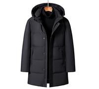 HJUGHPN Chaqueta acolchada para hombre, chaqueta de plumón de invierno para hombre, abrigo blanco cálido y grueso para hombre, abrigo largo negro (XXL)