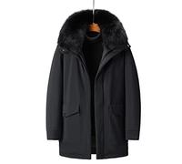 HJUGHPN Chaqueta acolchada para hombre, chaqueta desmontable para hombre, abrigo de invierno con capucha y cortavientos (Schwarz, XL)
