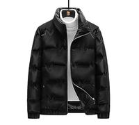 HJUGHPN Chaqueta acolchada para hombre con cuello de pie, chaqueta de plumón de pato para hombre, casual, cálida, para exteriores, chaqueta de plumón de pato (LDS966 negro, XL)