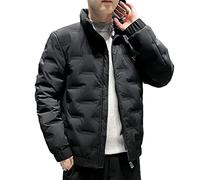 HJUGHPN Chaqueta acolchada para hombre, talla otoño e invierno, color sólido, abrigo blanco de plumón suelto, abrigo cálido de plumón de Eiderdown, abrigo de nieve duradero y resistente al viento