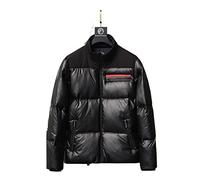 HJUGHPN Chaqueta acolchada para hombre y hombre, chaqueta de plumón con sombrero, cremallera gruesa, abrigo negro resistente al desgaste en invierno (M)