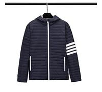 HJUGHPN Chaqueta acolchada para hombre y hombre, chaqueta de plumón de pato gris, chaqueta cálida de invierno, diseño de ropa de pareja (azul marino, L)