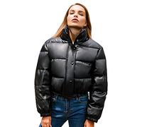 HJUGHPN Chaqueta de invierno para mujer, abrigo cálido para mujer, cuello alto, abrigo corto de algodón (M)