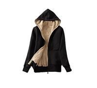 HJUGHPN Chaqueta de invierno para mujer, casual, cálida, con cremallera, con capucha, abrigo de manga larga para mujer, compuesto de forro polar (Schwarz, M)