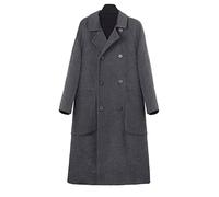 HJUGHPN Chaqueta de lana para mujer, para otoño e invierno, larga, de un solo pecho, delgada, estilo sólido, cálido y elegante, mezcla (XL)