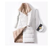 HJUGHPN Chaqueta de plumón de pato para mujer, abrigo de invierno para mujer, largo, casual, ligero, ultrafino, cálido, parka (blanco, S)