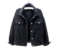 HJUGHPN Chaqueta para mujer, chaqueta de manga larga, holgada, color puro, resistente al desgaste, abrigo de otoño (Schwarz, XXL)