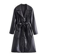 HJUGHPN Chaqueta para mujer con cinturón de lazo, túnica elegante con solapa, manga larga, ajuste holgado, rompevientos Tide(L)