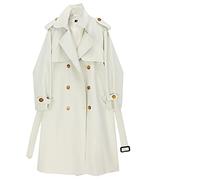 HJUGHPN Chaqueta para mujer con cinturón sólido, túnica elegante con solapa, manga larga, ajuste holgado, cortavientos, marea (L)