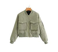 HJUGHPN Chaqueta para mujer de manga larga acolchada y cálida, con cremallera y bolsillo, estilo urbano y ocio, ropa de otoño e invierno (M)