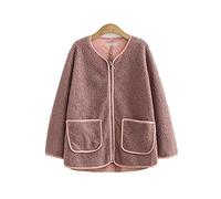 HJUGHPN Chaqueta para mujer XL-3XL - Abrigo de invierno de forro polar para mujer, abrigo beige rosa negro con bolsillos, chaqueta de forro polar cálido (rosa, XL)