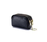 HJUGHPN Monedero de piel auténtica para mujer, organizador de viaje con tres cremalleras, mini bolsa de almacenamiento para mujer, carteras pequeñas, un color, Talla única