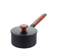 HJUGHPN Pot - Cazo de hierro fundido de 16 cm, olla pequeña antiadherente con tapa, mango de madera maciza, cacerola de 2 L, olla pequeña con tapa para cocinar