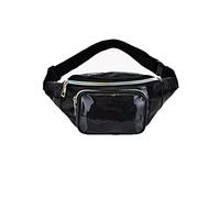 HJUGHPN Riñonera brillante para mujer, riñonera con bolsillo en el pecho con correas ajustables para el hombro para salir (Schwarz)