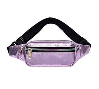 HJUGHPN Riñonera con láser pequeña y bonita para mujer, bolsa de viaje de cuero retro para tarjetas de teléfono móvil (rosa)