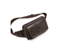 HJUGHPN Riñonera de cuero para hombre, bolsa de cinturón para teléfono móvil, cinturón de viaje simple, portátil (café)