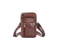 HJUGHPN Riñonera de cuero para hombre, bolsa para teléfono móvil, bolsa de cinturón de mensajero, bolsa de cinturón de moda para hombre (marrón)