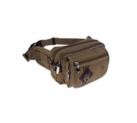 HJUGHPN Riñonera de lona casual de moda para hombre, bolsa de cintura portátil, bolsa de cintura de viaje (caqui)