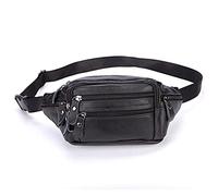 HJUGHPN Riñonera de piel auténtica para hombre, bolsa de mensajero, bolsa de viaje para hombre (Schwarz)