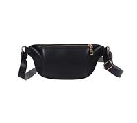HJUGHPN Riñonera de piel sintética cruzada, correa de hombro, casual, cintura pequeña, color liso (Schwarz)