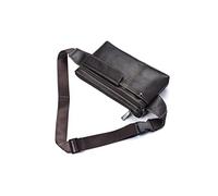 HJUGHPN Riñonera de piel sintética para hombre, multifuncional, casual, bolsa cruzada para viajes, deportes, bolsa cruzada para el pecho (marrón claro)