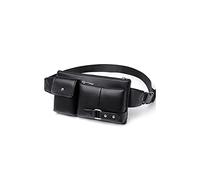 HJUGHPN Riñonera de piel sintética para hombre, ocio, viajes, negocios, embarque, bolsillos para teléfono, función de compras, cinturón (Schwarz)