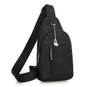 HJUGHPN Riñonera Hombres Mujeres Nylon Paquetes de Cintura Sling Bolsos Crossbody Outdoor Deporte Hombro Pecho Picnic Daily Picnic Messenger Pack Bag(Schwarz)