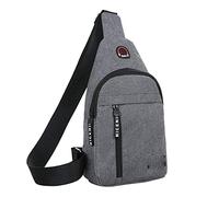 HJUGHPN Riñonera Hombres Mujeres Nylon Paquetes de Cintura Sling Bolsos Crossbody Outdoor Deporte Hombro Pecho Picnic Daily Picnic Messenger Pack Bag(Grijs)
