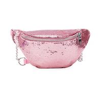 HJUGHPN Riñonera Mujeres Lentejuelas Fanny Pack Moda Femenino Cintura Bolsa Pecho Bolsa de Hombro Brillo Brillo Bolsas Bolsas Pantallas de Cintura(Pink)