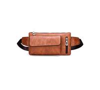 HJUGHPN Riñonera multifuncional para hombre, a la moda, casual, de cuero, para el pecho, mochila de mensajero (naranja)