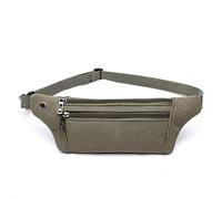 HJUGHPN Riñonera para hombre, casual, duradera, riñonera, riñonera, cinturón de lona, bolsa militar, tres bolsillos con cremallera (verde militar)