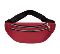 HJUGHPN Riñonera para mujer, impermeable, a la moda, bolsa de viaje para mujer, unisex, riñonera, cinturón, teléfono móvil, bolsa de pecho (rojo)